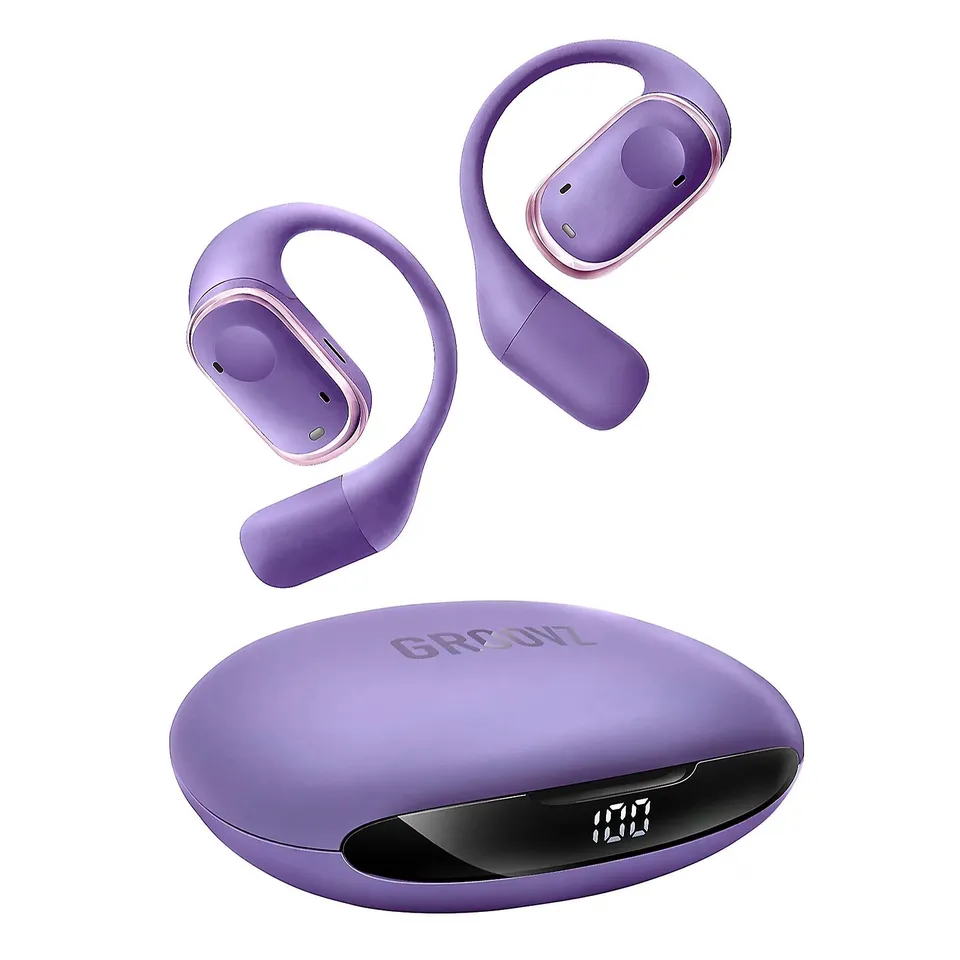 GROOVZ PLUS TRUE WIRELESS OPEN-EAR HEADPHONES W/ CHARGING CASE IN CARBON FIBRE - BOXED