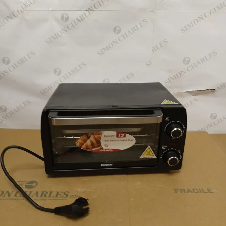 BEPER 90.882ELECTRIC OVEN 12, QUARTZ HEATING ELEMENTS, ADJUSTABLE TEMPERATURE UP TO 230°C, ADJUSTABLE TIMER UP TO 30 MINUTES, AUTO-OFF,BLACK,90.882