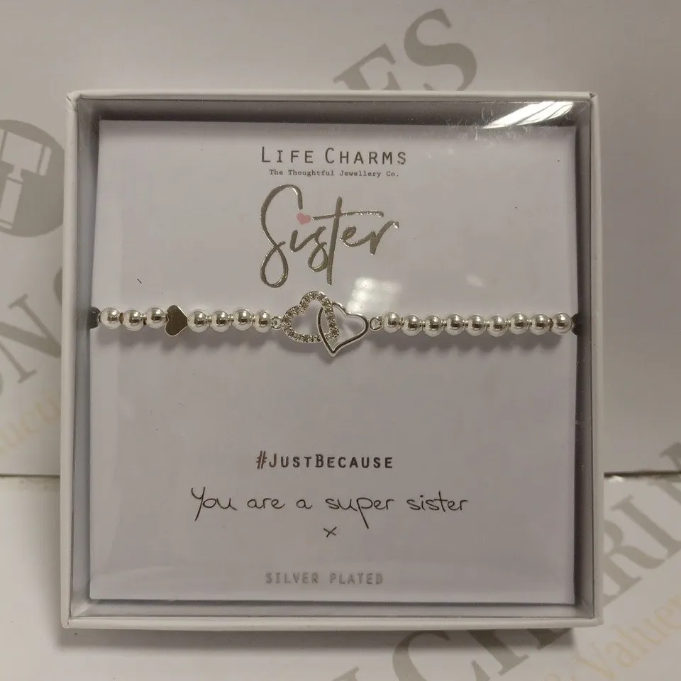 LIFE CHARMS SILVER PLATED `SISTER` BRACELET