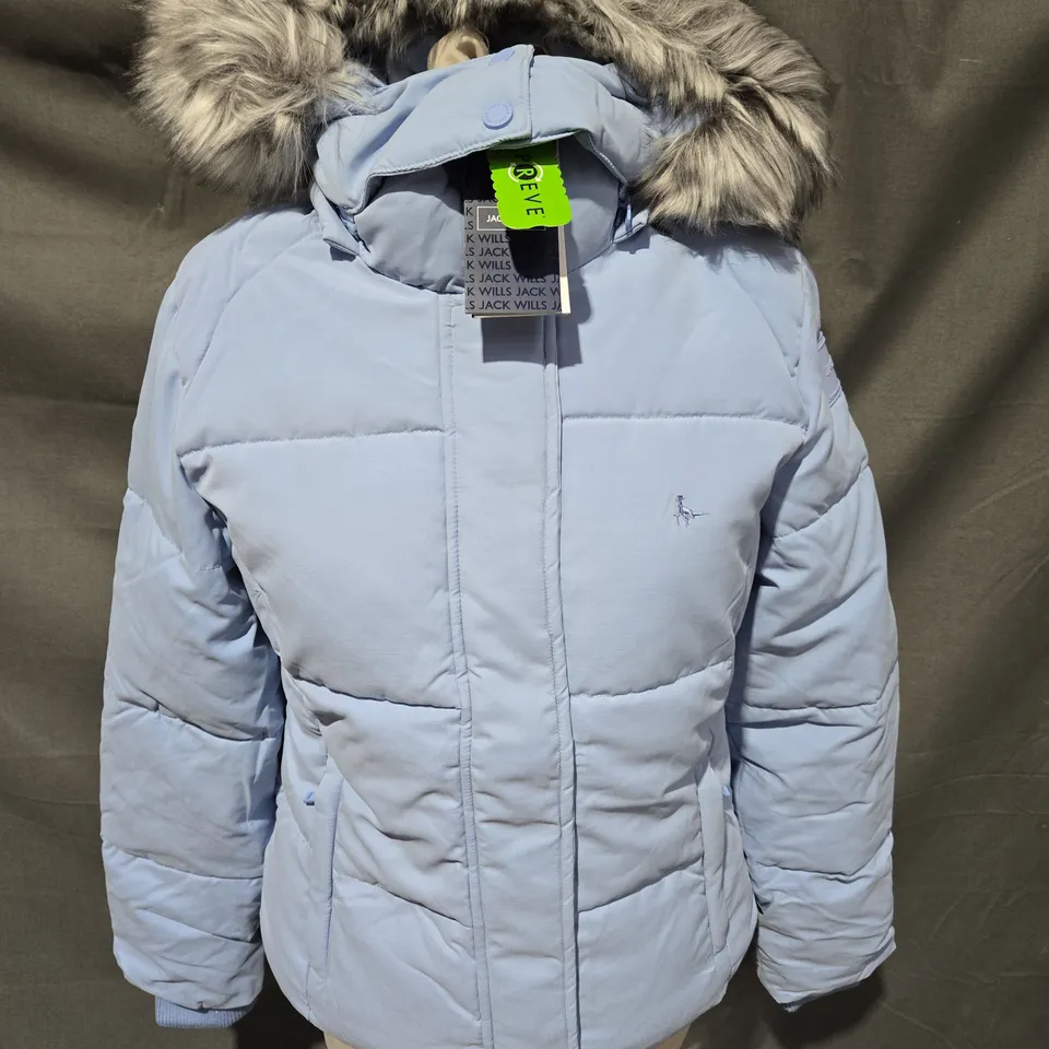 JACK WILLS RILEY PUFFER JACKET IN SOFT BLUE - 8(XS)