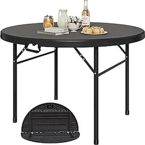 BOXED LIVING AND HOME FOLDABLE PICNIC TABLE AND BENCH SET WITH PARASOL HOLE (1 BOX)