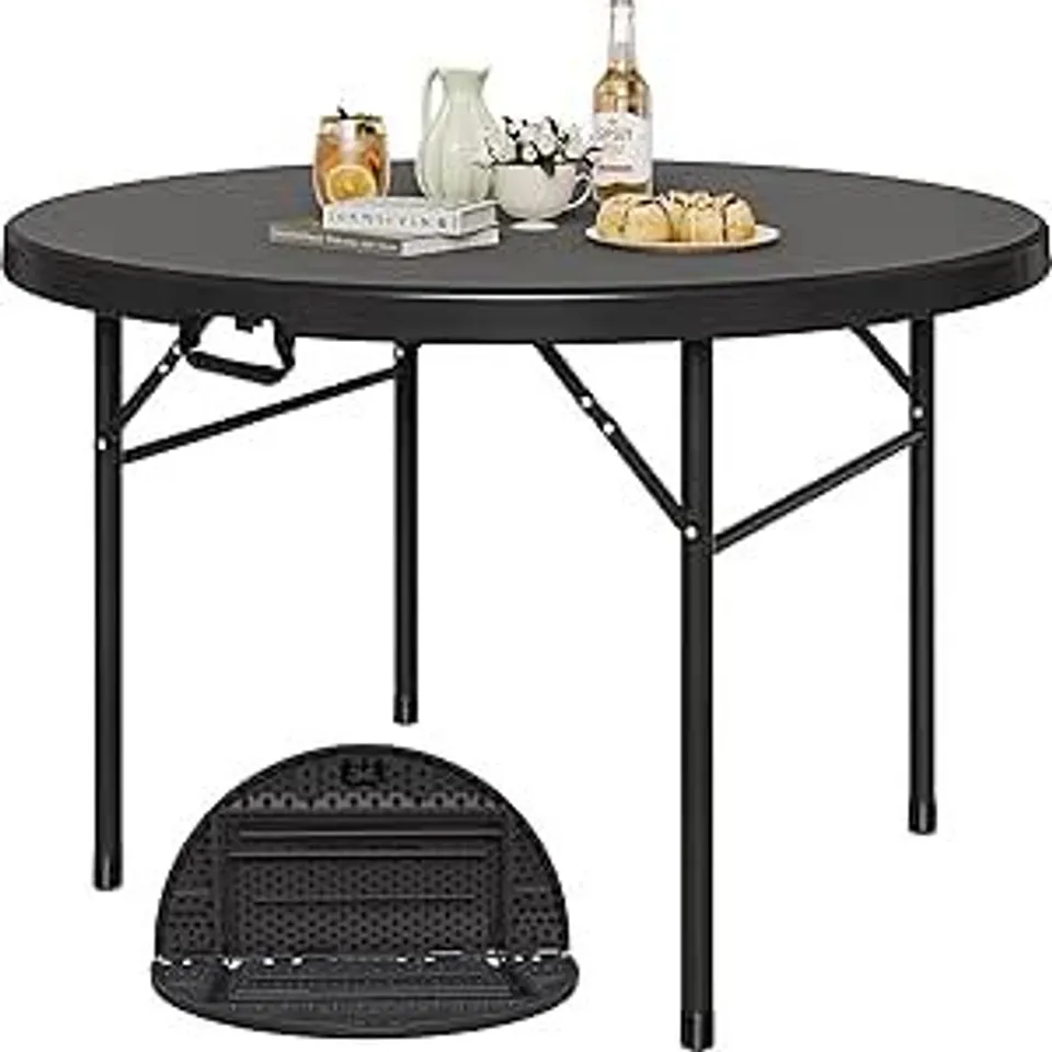 BOXED LIVING AND HOME FOLDABLE PICNIC TABLE AND BENCH SET WITH PARASOL HOLE (1 BOX)