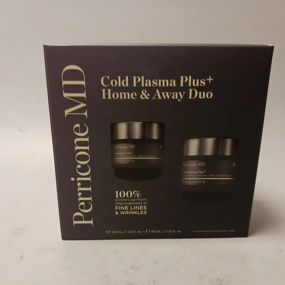 APPROXIMATELY 9 BOXED PERRICONE MD COLD PLASMA PLUS+ HOME & AWAY DUO