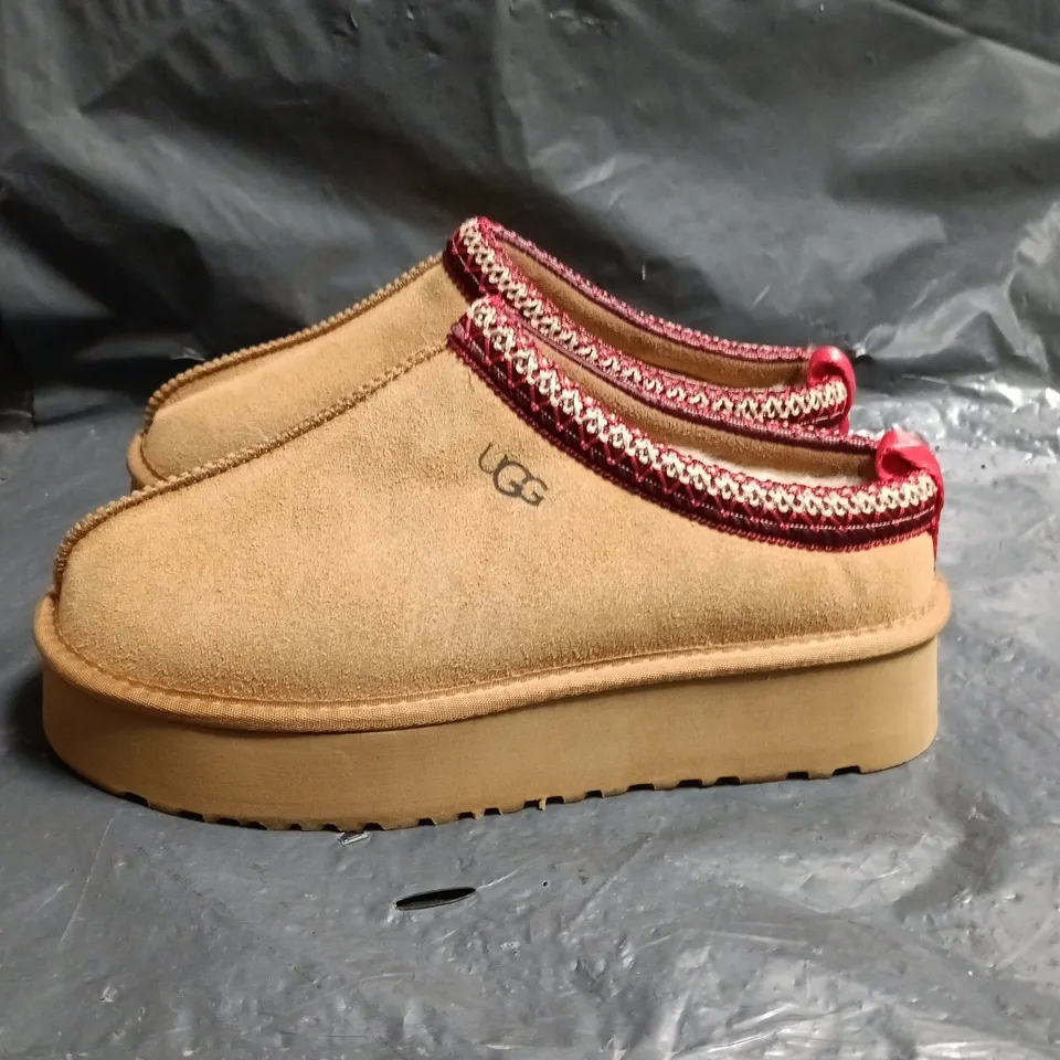 UNBOXED UGG FLEECE LINED SLIDERS IN BROWN - UK 6