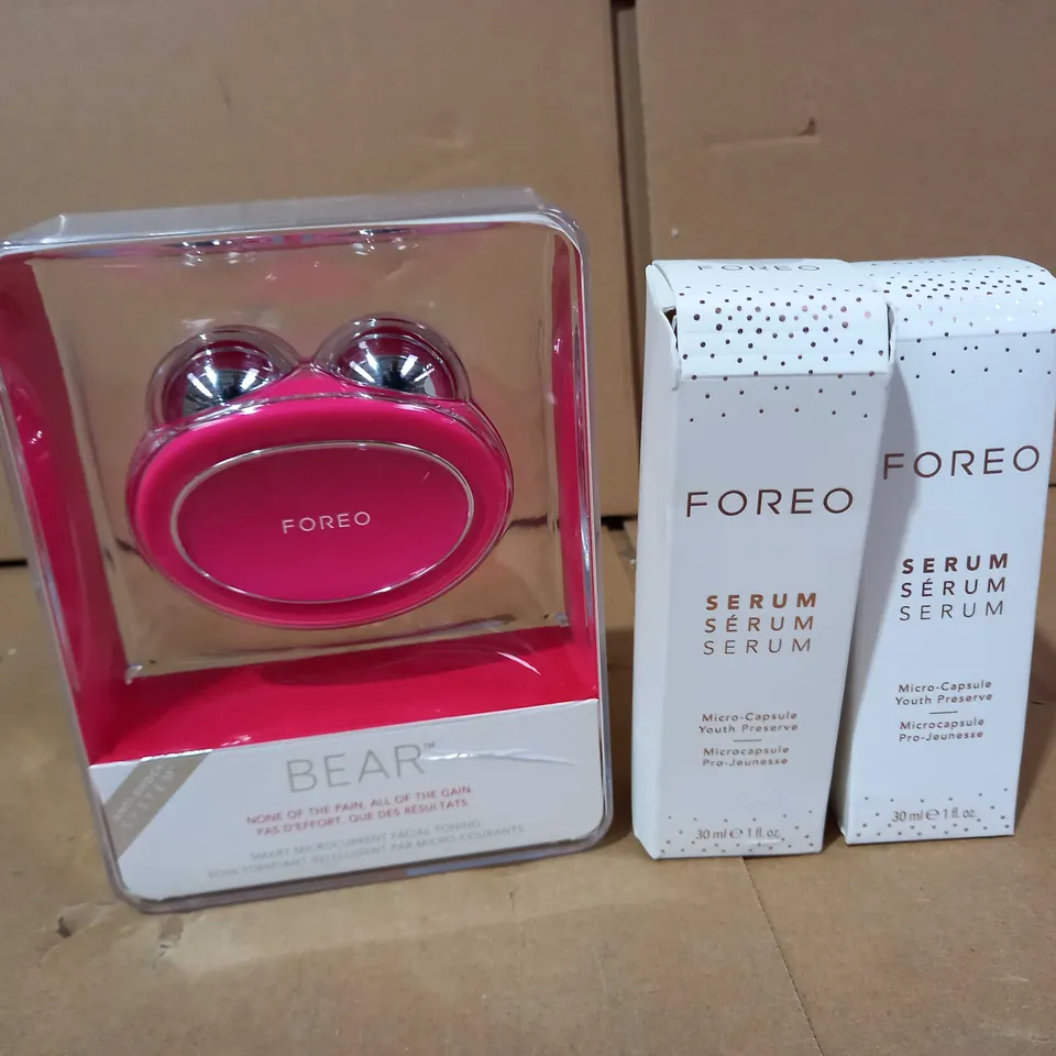 FOREO BEAR FACIAL TONING DEVICE WITH 2 X 30ML SERUM