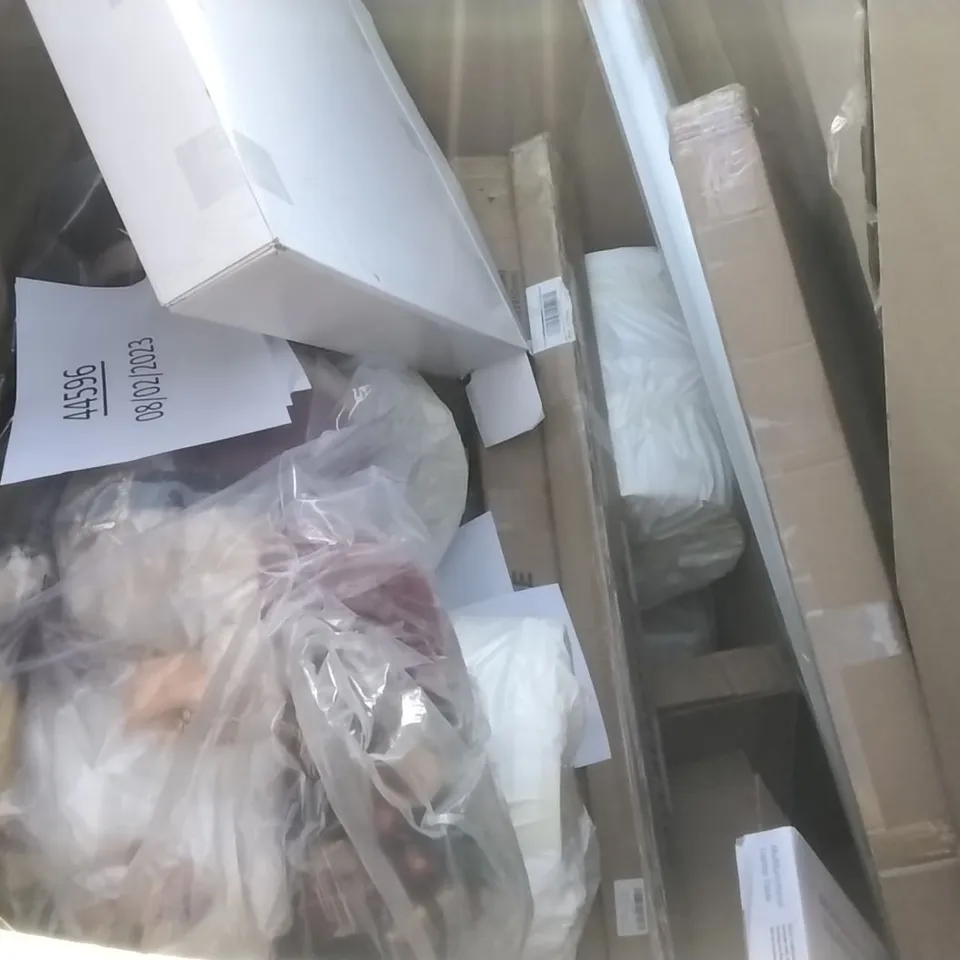 PALLET OF ASSORTED ITEMS INCLUDING BALL BEARING SLIDE, WOODEN GREENHOUSE, MULTIFUNCTIONAL LAPTOP TABLE, TANZUOER BLINDS