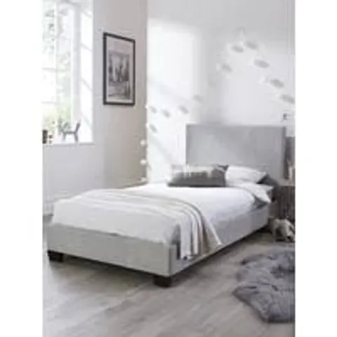 BOXED RILEY FABRIC SINGLE BED FRAME - GREY (1 BOX) [COLLECTION ONLY]