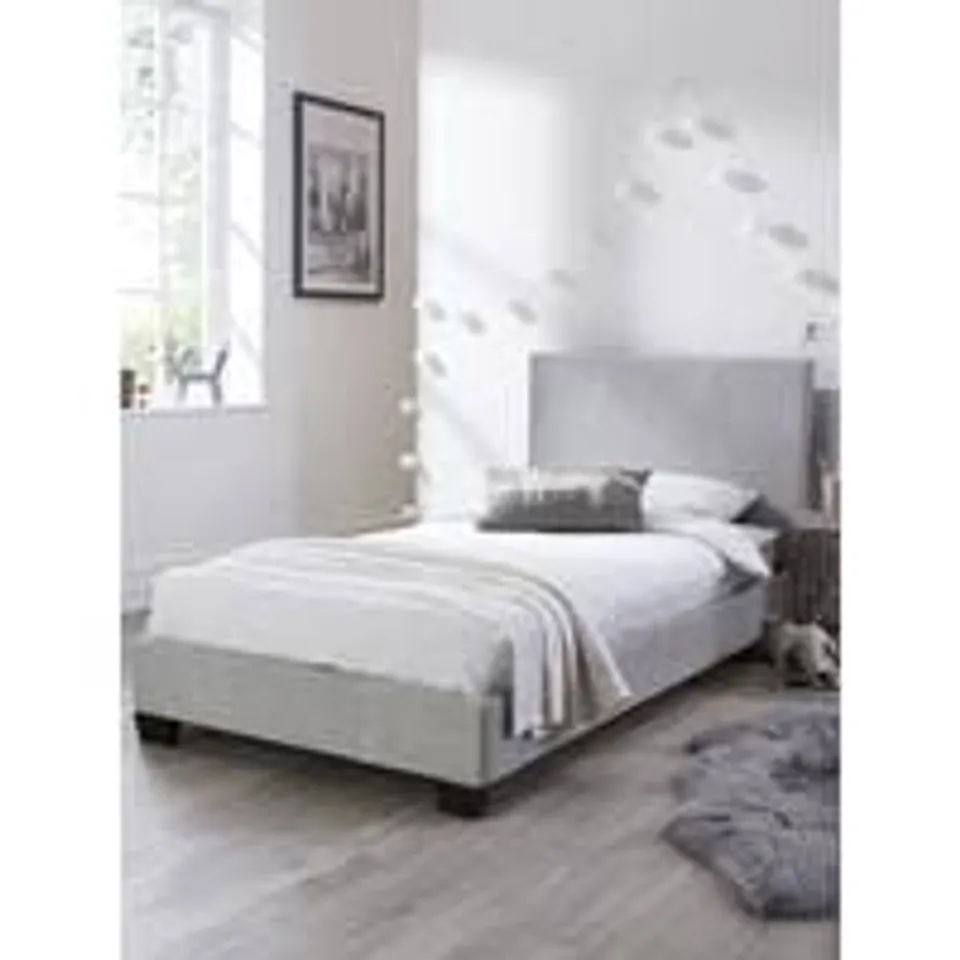 BOXED RILEY FABRIC SINGLE BED FRAME - GREY (1 BOX) [COLLECTION ONLY] RRP £99