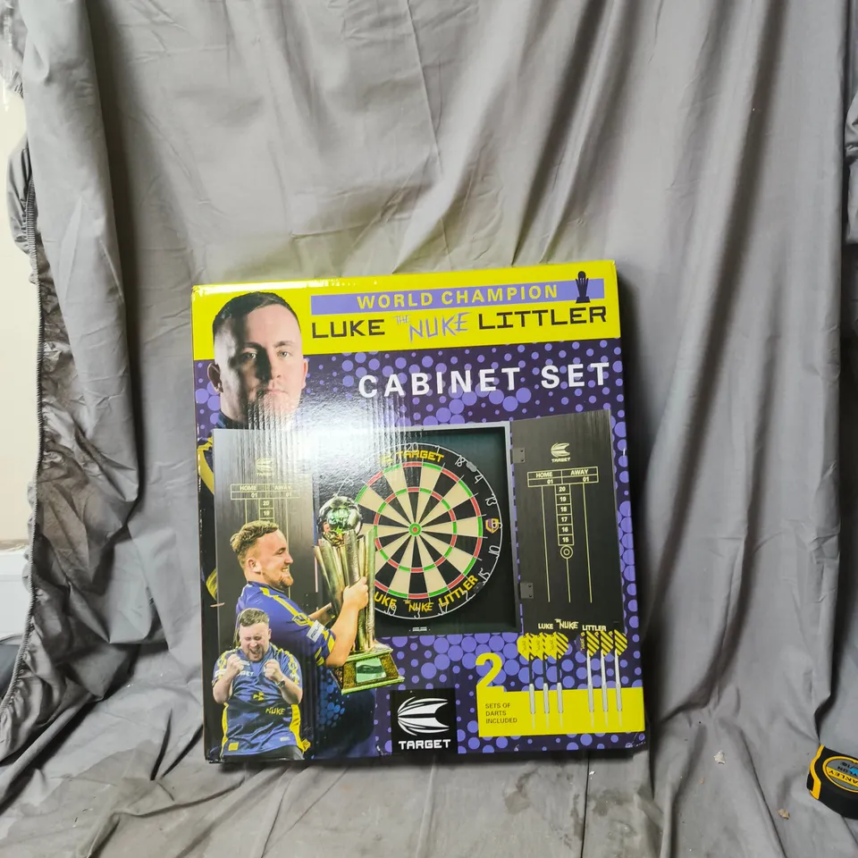 TARGET LUKE LITTLER DARTBOARD AND CABINET SET