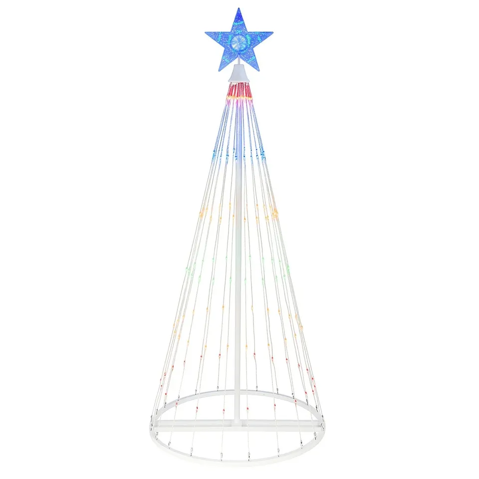 BOXED NEO 4FT WHITE WATERFALL LED OUTDOOR CHRISTMAS TREE LIGHT CASCADING STAR TREE WITH 5M LEAD MULTI FUNCTION MODES