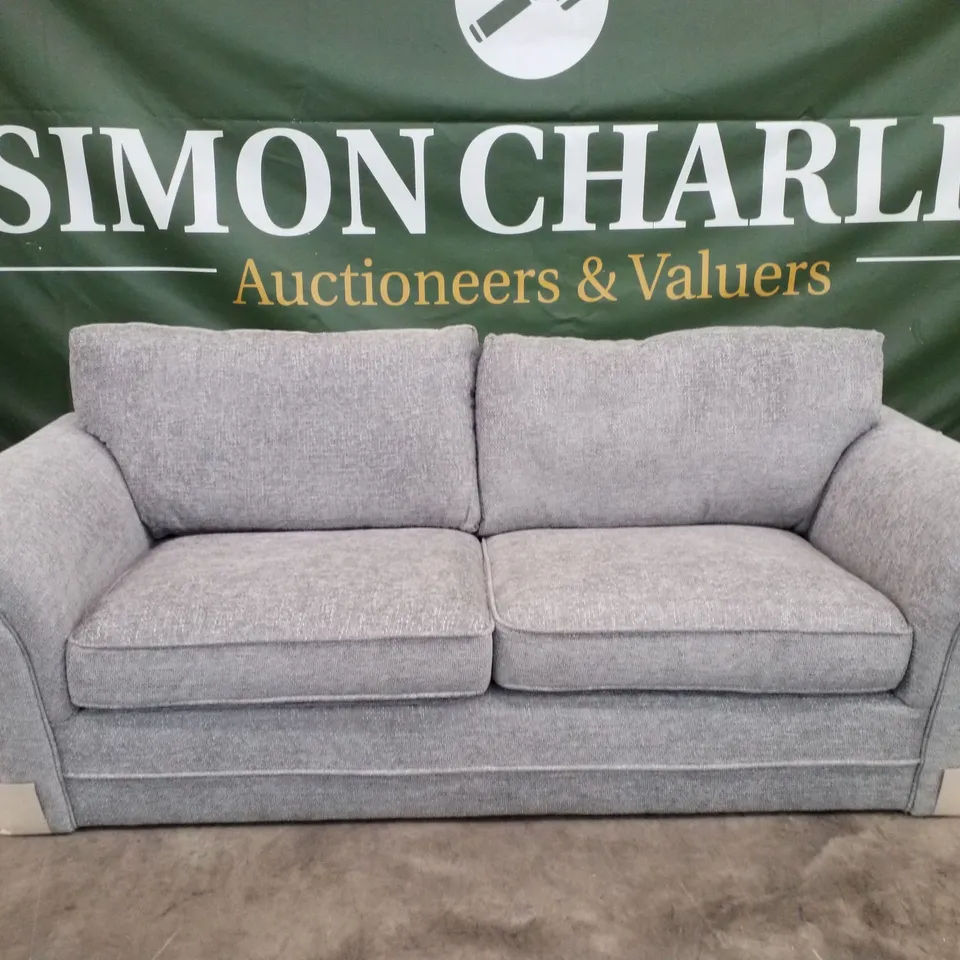 QUALITY DESIGNER 3 SEATER SOFA - GREY CHUNKY WEAVE FABRIC
