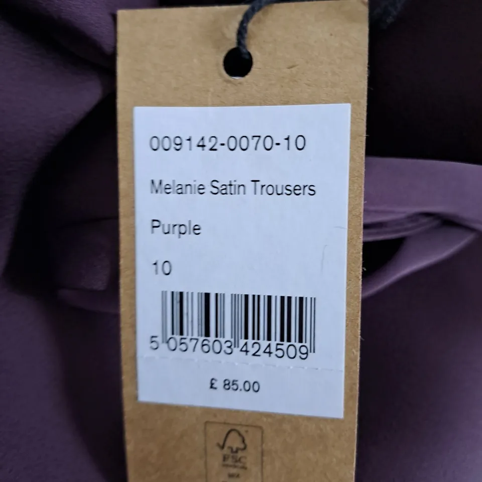 HUSH MELANIE SATIN TROUSERS SIZE 10