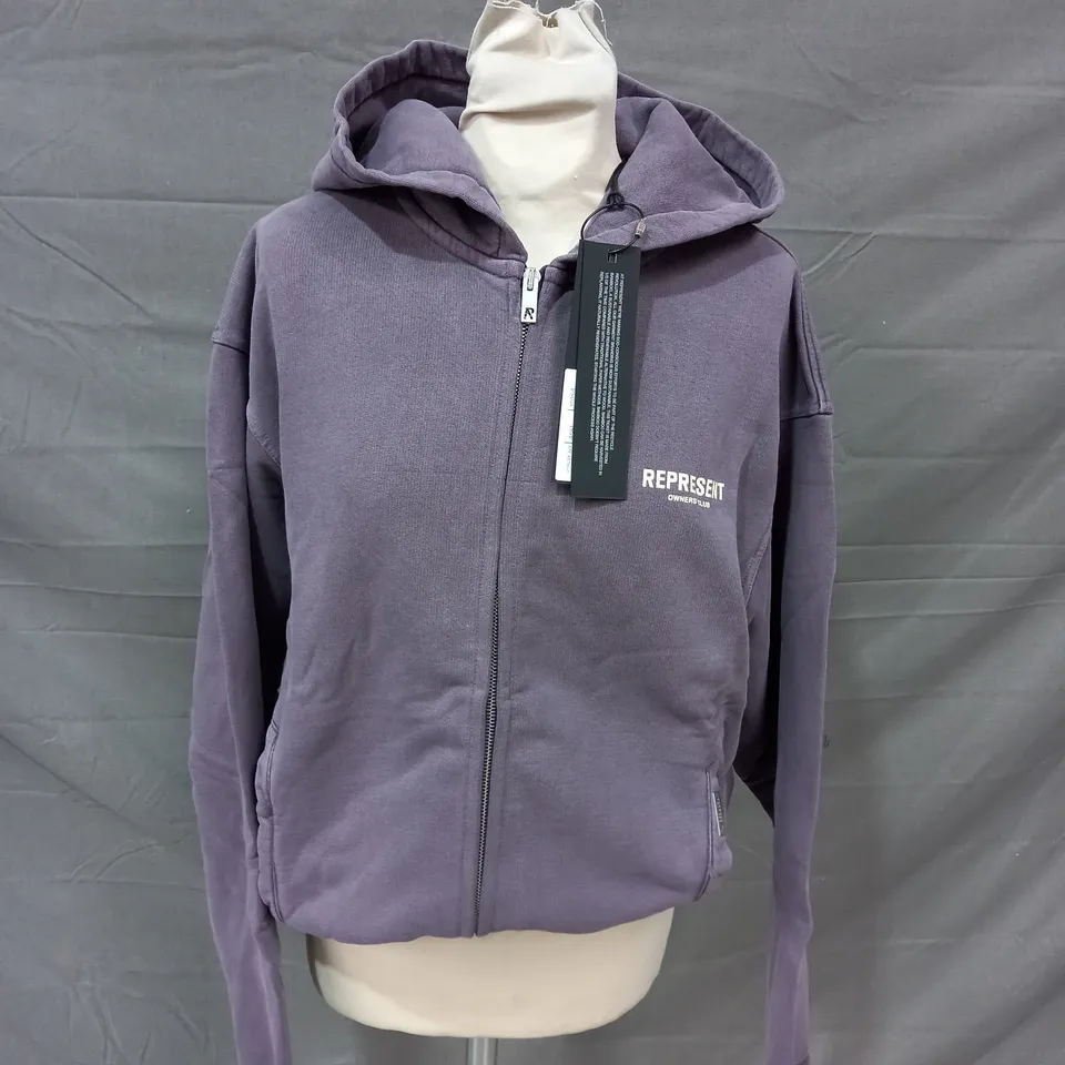 REPRESENT OWNERS CLUB ZIP HOODIE VINTAGE VIOLET - SMALL