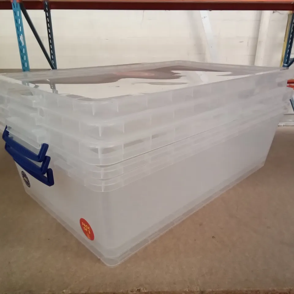 BOXED PACK OF 3 CLEAR STORAGE BOXES