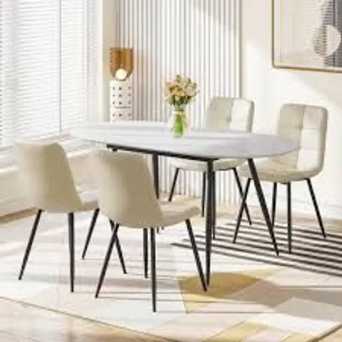 BOXED JOOLIHOME EXTENDABLE DINING TABLE AND 4 OR 6 CHAIRS SET