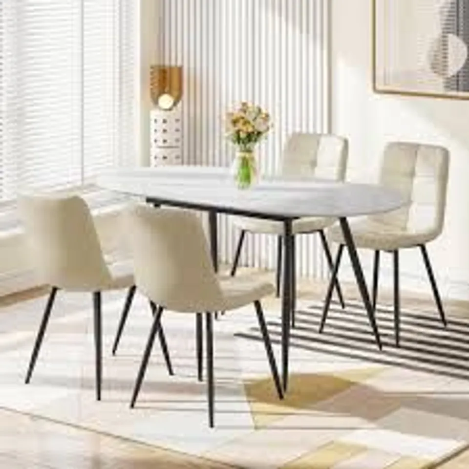BOXED JOOLIHOME EXTENDABLE DINING TABLE AND 4 OR 6 CHAIRS SET