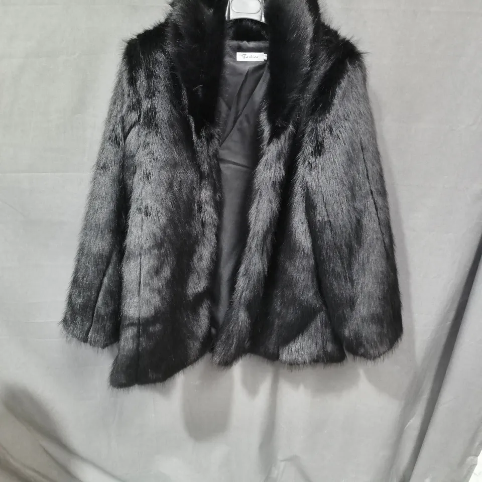 Black fur coat, women's, satin-lined, size 2XL