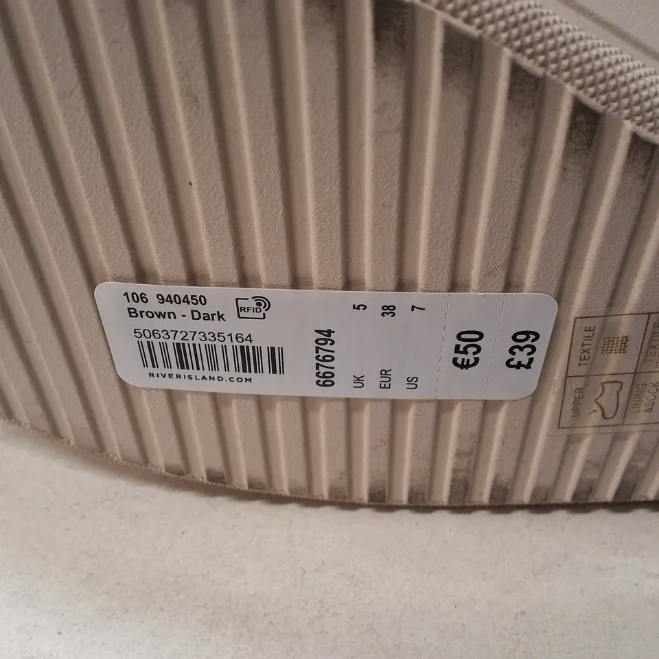 River Island Brown-Dark Suede Platform Trainers – UK 5 (EU 38)