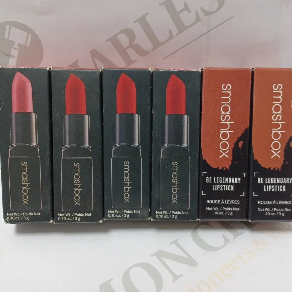 LOT OF 6 ASSORTED SMASHBOX LIPSTICKS TO INCLUDE MAUVE MATTE, INFRARED MATTE, SAFE WORD MATTE
