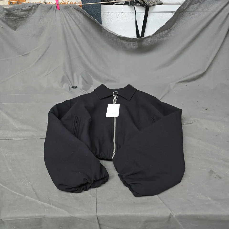 ZARA BLACK ZIP-FRONT BOMBER JACKET LARGE