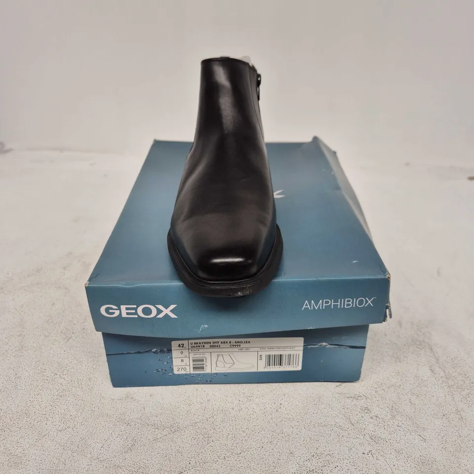 BOXED PAIR OF GEOX AMPHIBIOX U BRAYDEN 2FIT SHOES IN BLACK - UK 8