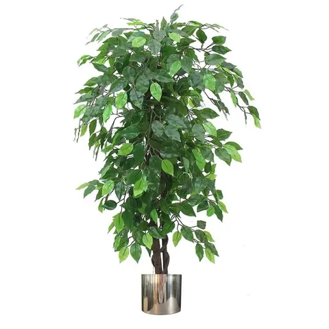 BOXED 120cm FAUX FICUS TREE IN METAL PLANTER (1 BOX)