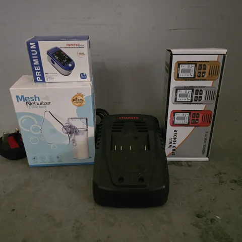 APPROXIMATELY 12 ASSORTED JEWELLERY ITEMS TO INCLUDE - MESH NEBULIZER , WALL STUD FINDER  , REMIFA GLUCOSE MONITOR ETC