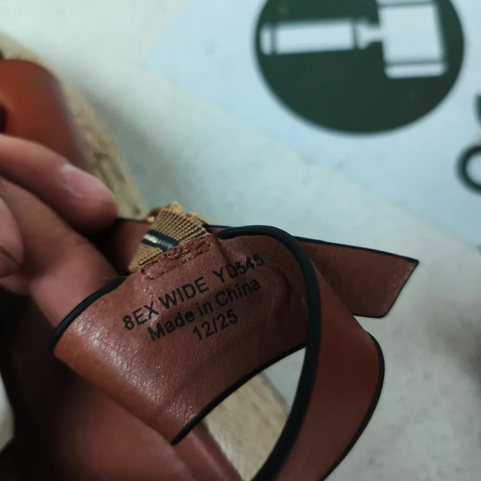WOMEN'S BROWN LEATHER SANDALS WITH ESPADRILLE SOLE UK 8