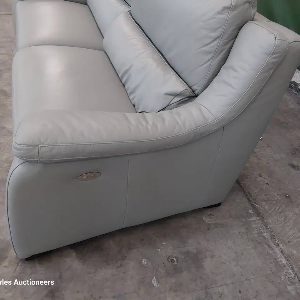 QUALITY ITALIAN DESIGNER DEGANO POWER RECLINING THREE SEATER SOFA GREY LEATHER 