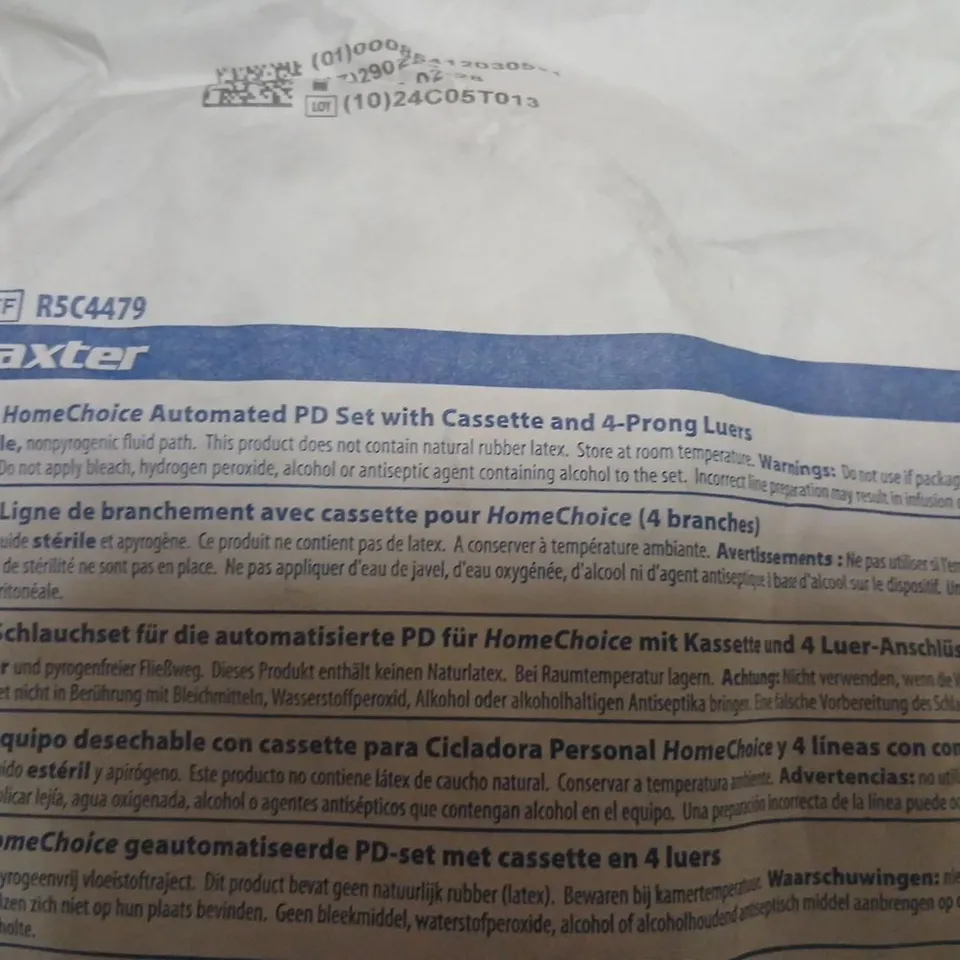 SIX BAXTER HOMECHOICE AUTOMATED PD SET WITH CASSETTE AND 4-LUER – SEALED