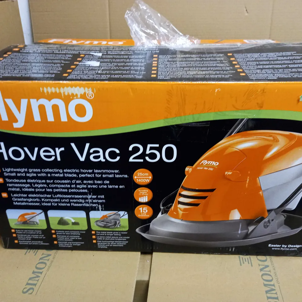 FLYMO HOVER VAC 250 ELECTRIC HOVER COLLECT LAWNMOWER, 1400W, CUTTING WIDTH 25 CM
