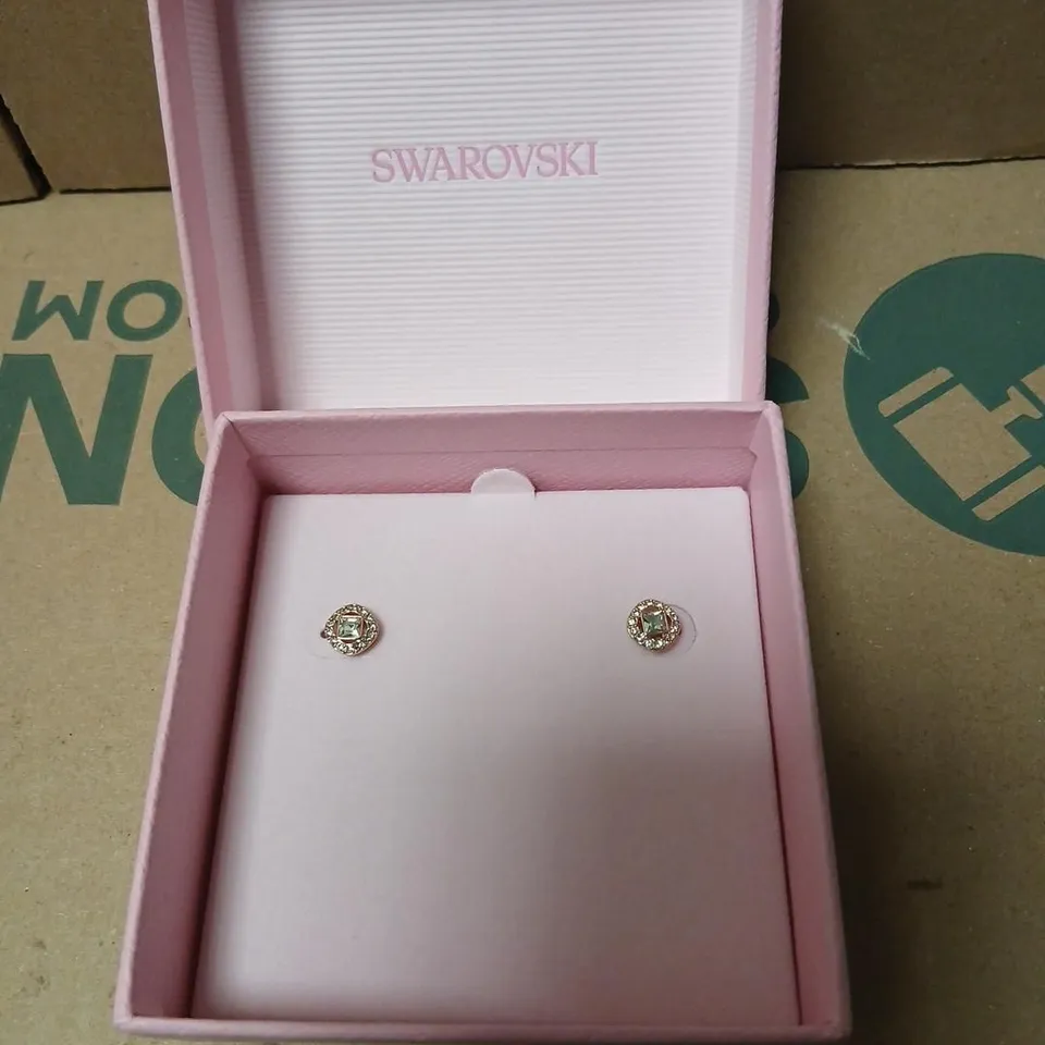 SWAROVSKI CRYSTAL STUD EARRINGS – GREEN, BOXED