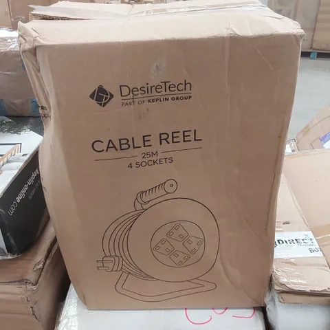 BOXED DESIRETECH 25m 4 SOCKET CABLE REEL