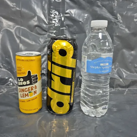 APPROXIMATELY 5 ASSORTED FOOD ITEMS TO INCLUDE SPRING WATER, DRIP, LO BROS KOMBUCHA, ETC