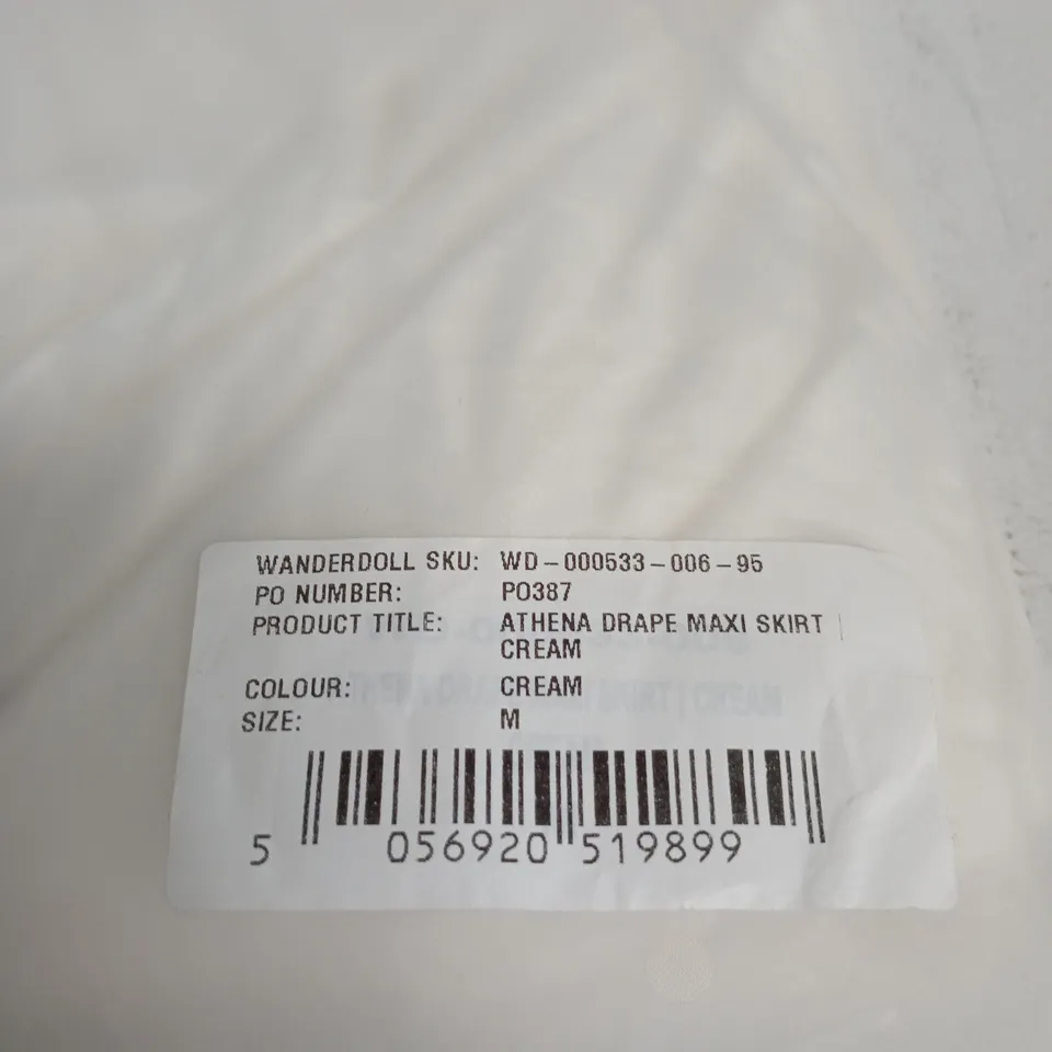 WANDERDOLL ATHENA DRAPE MAXI SKIRT – CREAM, SIZE M (WANDERDOLL PACKAGING)