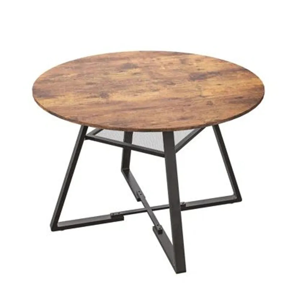BOXED INDUSTRIAL ROUND DINING TABLE WITH METAL FRAME 