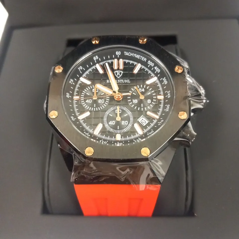 MEN’S RUCKSTUHL CHRONOGRAPH R400 WATCH – TEXTURED DIAL – 3ATM WATER RESISTANT – RUBBER STRAP