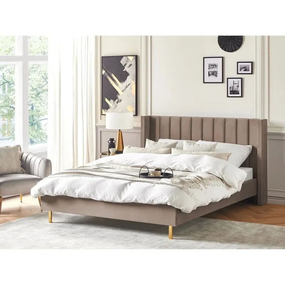 BOXED SADIE UPHOLSTERED BED FRAME // SIZE AND COLOUR UNSPECIFIED (2 BOXES)