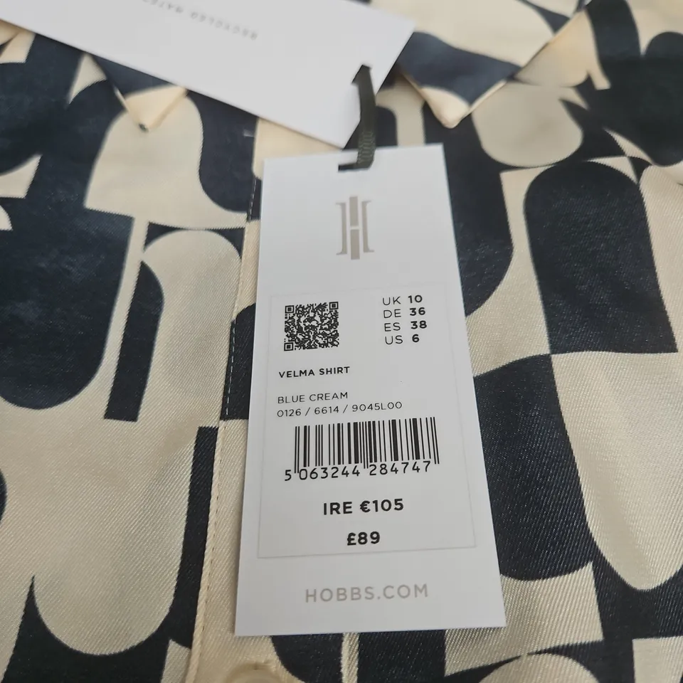 HOBBS VELMA SHIRT BLUE CREAM UK 10 WITH TAGS