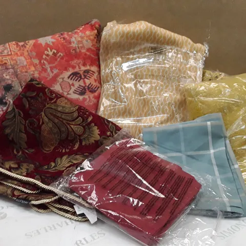 BOX TO CONTAIN AN ASSORTMENT OF CUSHIONS, CURTAINS AND BEDDING ECT 