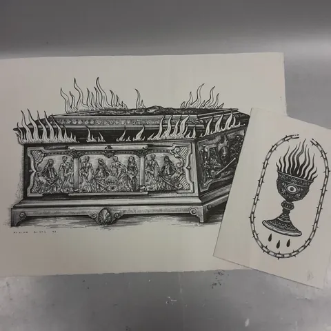 FLAMING CASKET ART PRINT