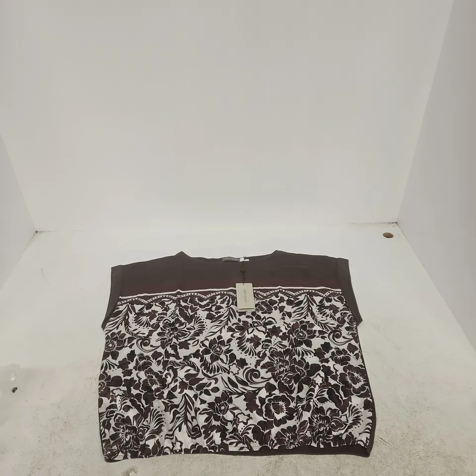 MINT VELVET WOMEN'S TOP - FLORAL PRINT WITH BROWN YOKE, XL