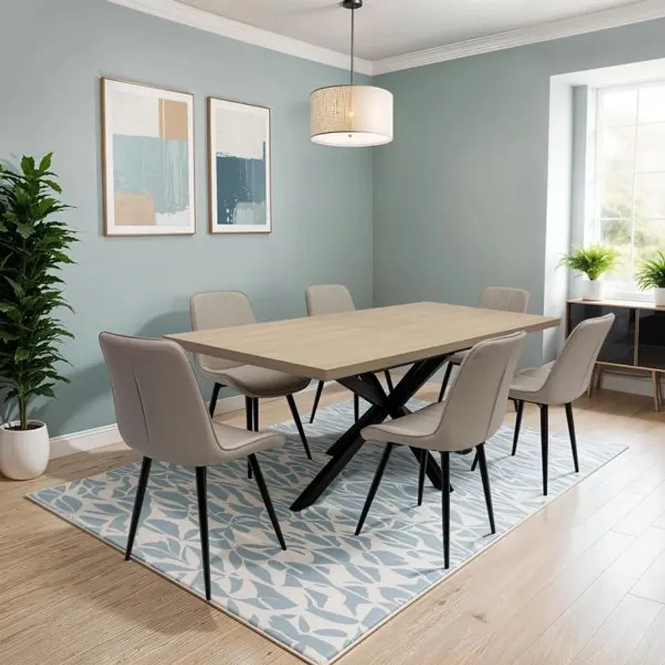 BOXED DALTON 4-6 SEATER LARGE EXTENDABLE DINING TABLE, BROWN (2 BOXES)