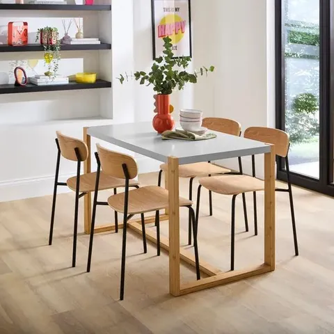 BOXED ARNIE RECTANGLE 4 SEATER DINING TABLE - STONE (1 BOX)