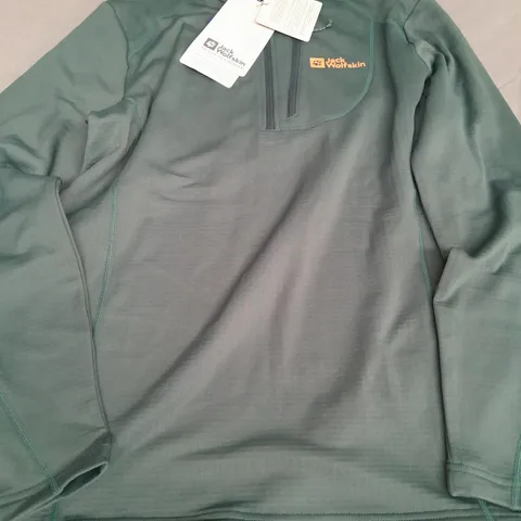 JACK WOLFSKIN QUARTER ZIP FLEECE IN GREEN - UK SMALL 