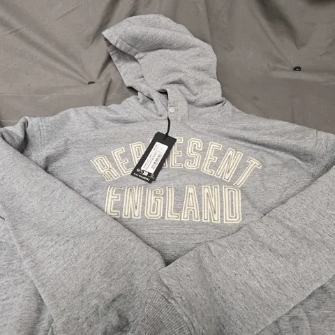 REPRESENT ENGLAND APPLIQUE HOODIE IN GREY - L
