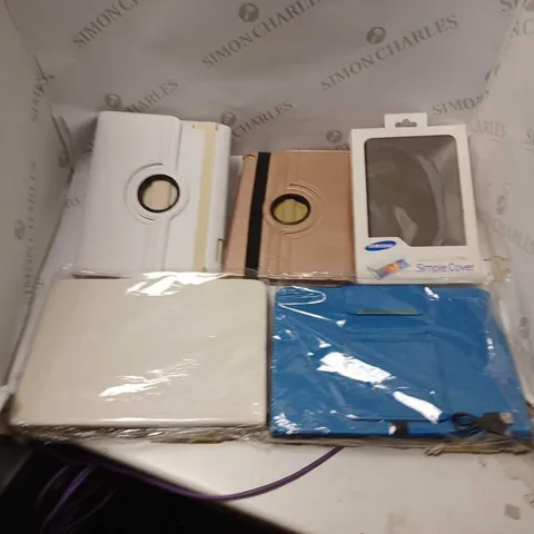 LOT OF 5 TABLET CASES TO INCLUDE SAMSUNG GALAXY TAB 5, AND IPAD AIR COMPATABLE ETC.