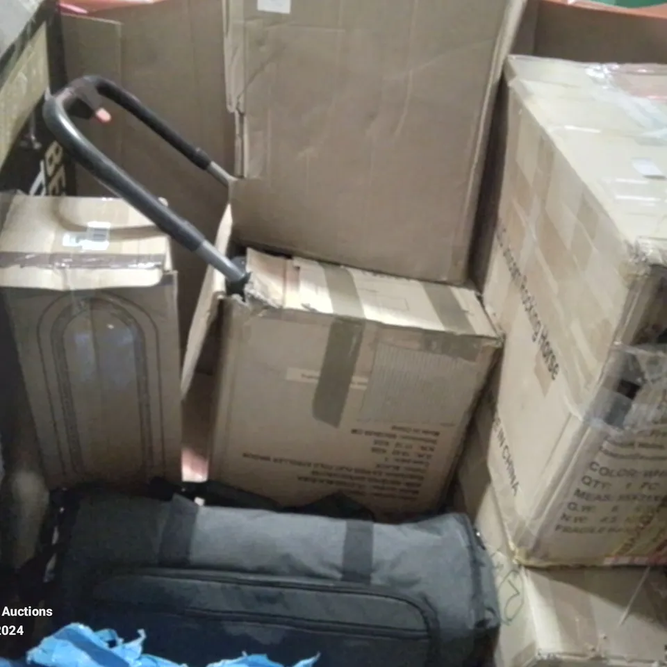 PALLET CONTAINING VARIOUS ASSORTED ITEMS TO INCLUDE, KIDSFLAT FOLD STROLLER, FANS, UNICORN ROCKING HORSE, TRAVEL BAG ETC.