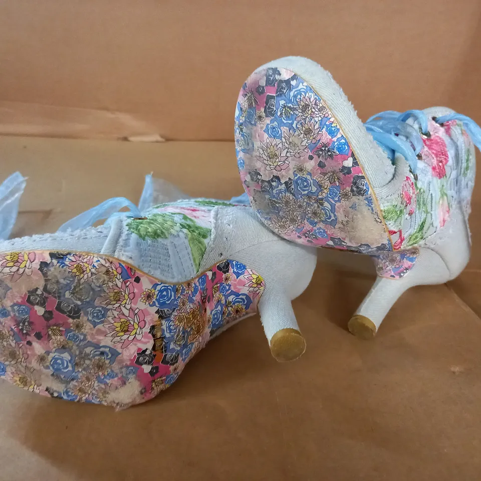 IRREGULAR CHOICE HEELED FLORAL BOOTS IN MULTI - 39