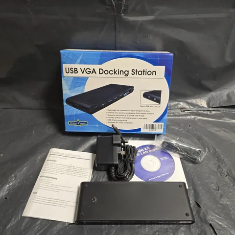 USB VGA DOCKING STATION WITH USB 2.0 HUB, VGA OUTPUT & ETHERNET – BOXED